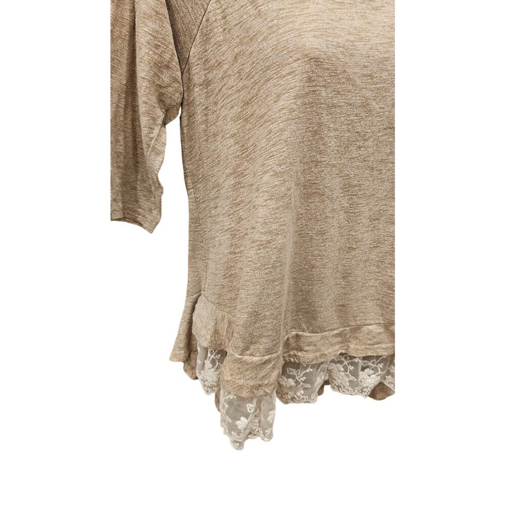 Umgee USA sz S neutral beige lace trim tunic top EUC 1/2 sleeve coquette EUC - Picture 4 of 7